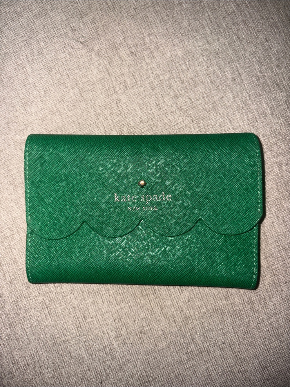 kate spade Green Scallop Flap Leather Wallet